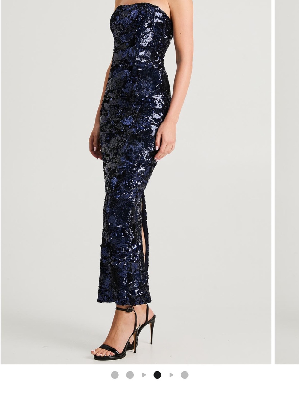 Strapless Sequin Maxi Skirt in Navy